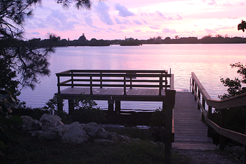 concrete boardwalk sunset
