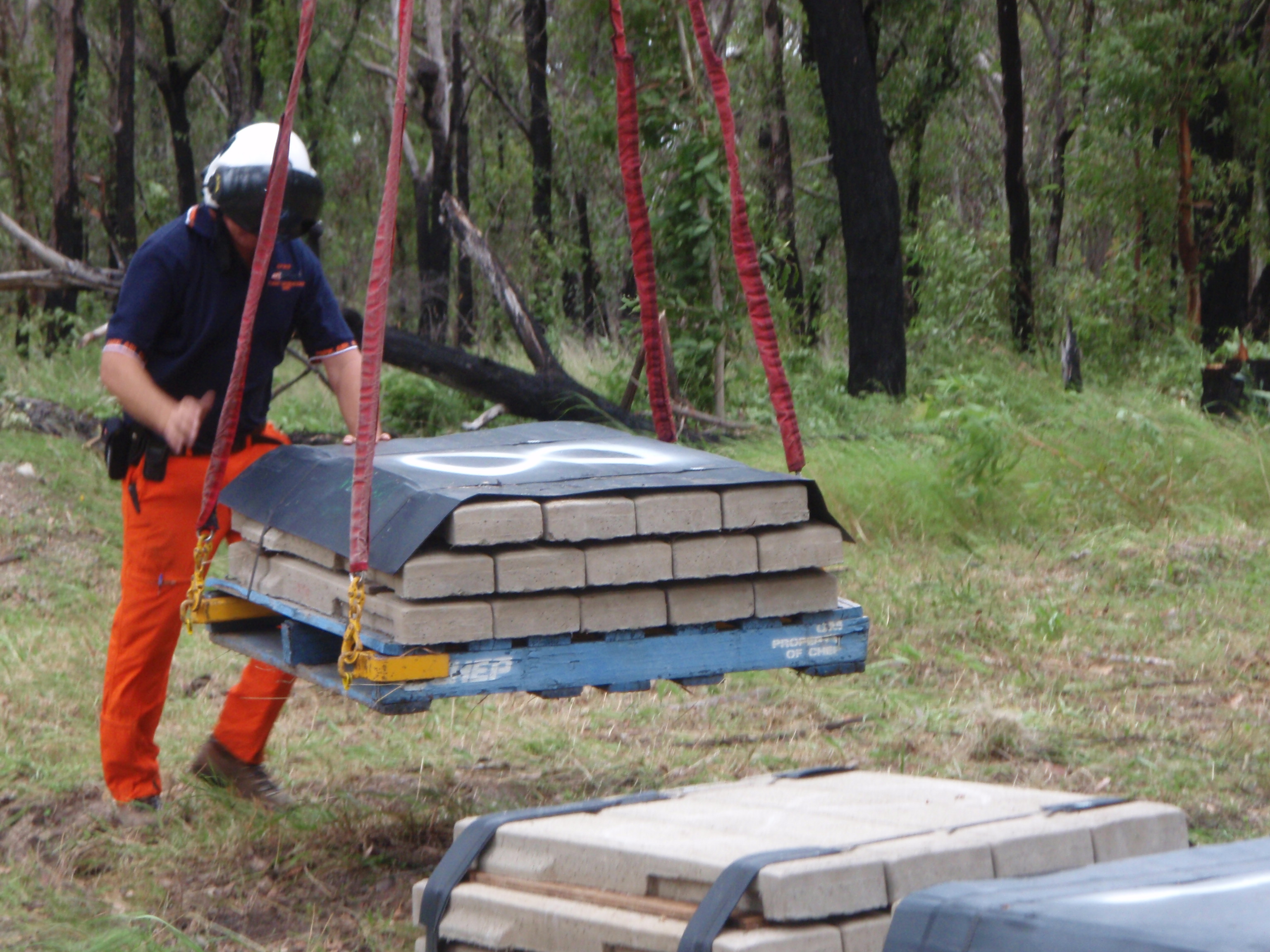 Boardwalk materials delivered by helicopter