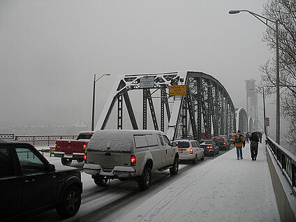 pedestrian bridge snow in oregon