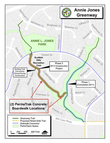 Annie Jones Greenway Boardwalk Construction map