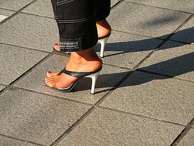 women's heels concrete pavers