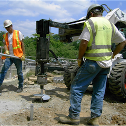 Helical Piles screwed into soil