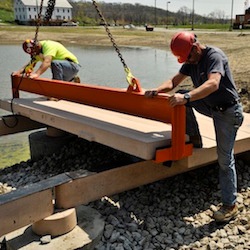 Precast Concrete Treads Moved into Position